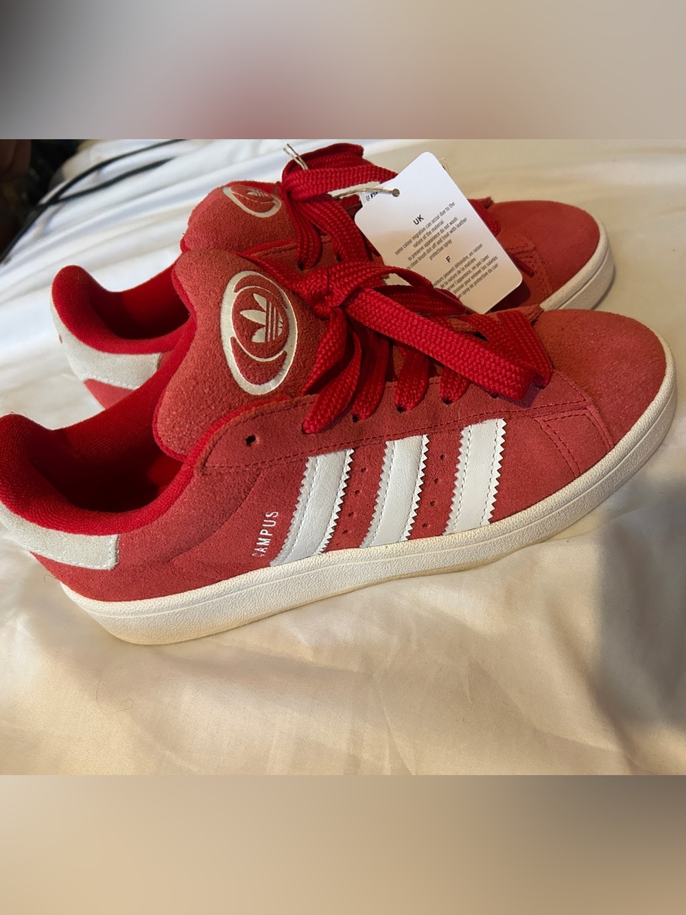 adidas Kids Campus Suede Sneakers in Red with White Stripes